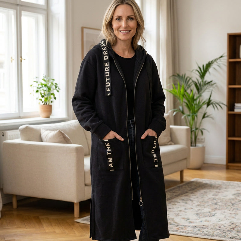 Manteau sweat-shirt oversize à capuche