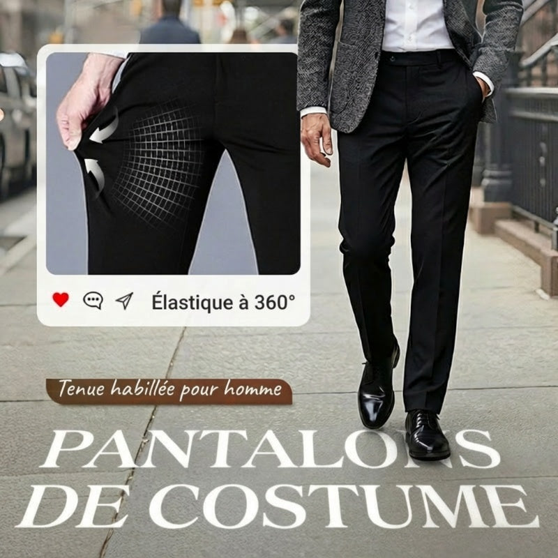 Pantalon Décontracté Classique pour Homme à Haute Élasticité