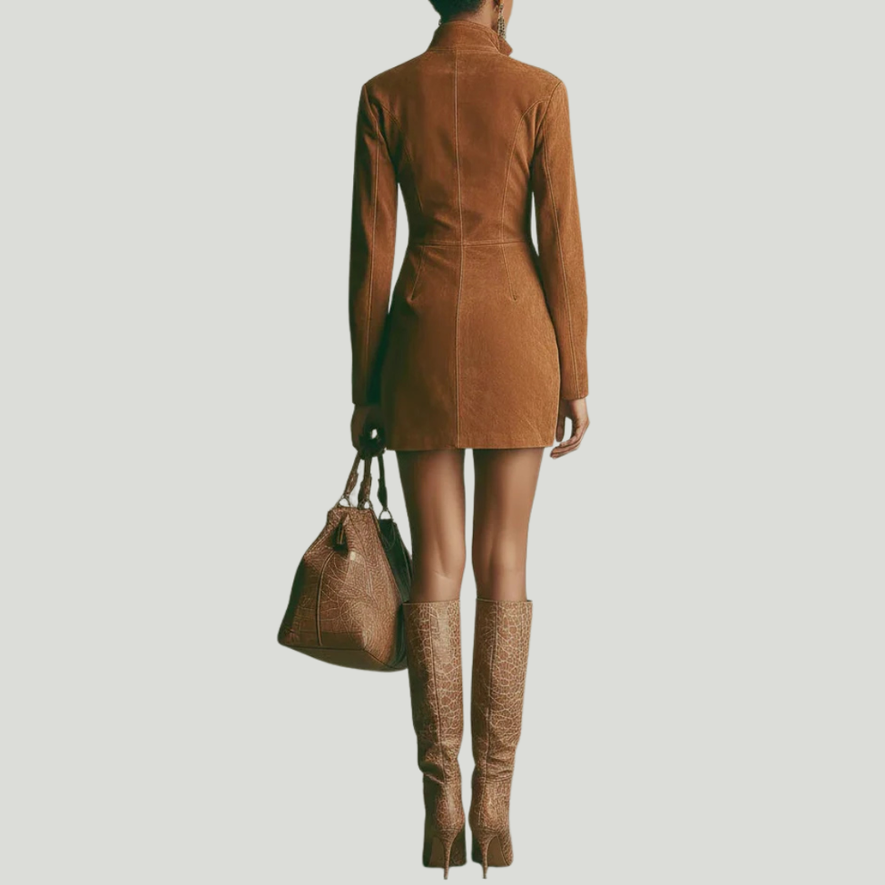 NARION | Robe en daim à fermeture éclair