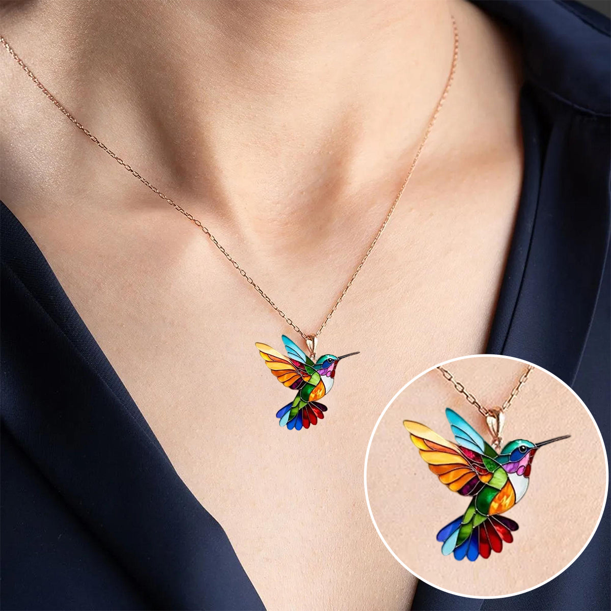 COLIBRÍ | Collier multicolore à reflets de colibri et charme naturel