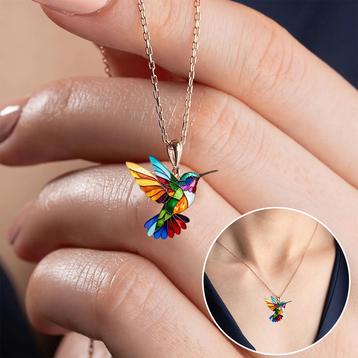 COLIBRÍ | Collier multicolore à reflets de colibri et charme naturel