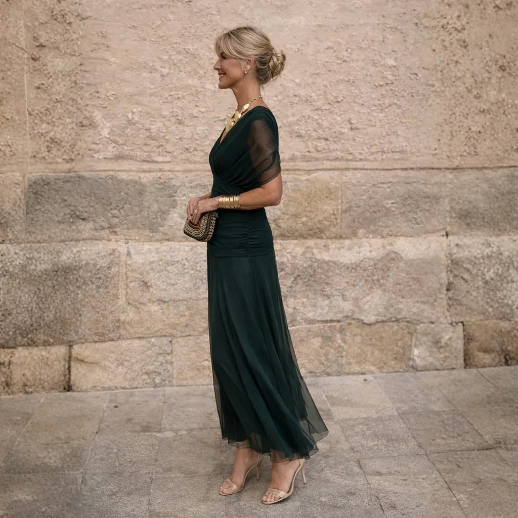 Elisa | Vestido Largo Plisado en Verde