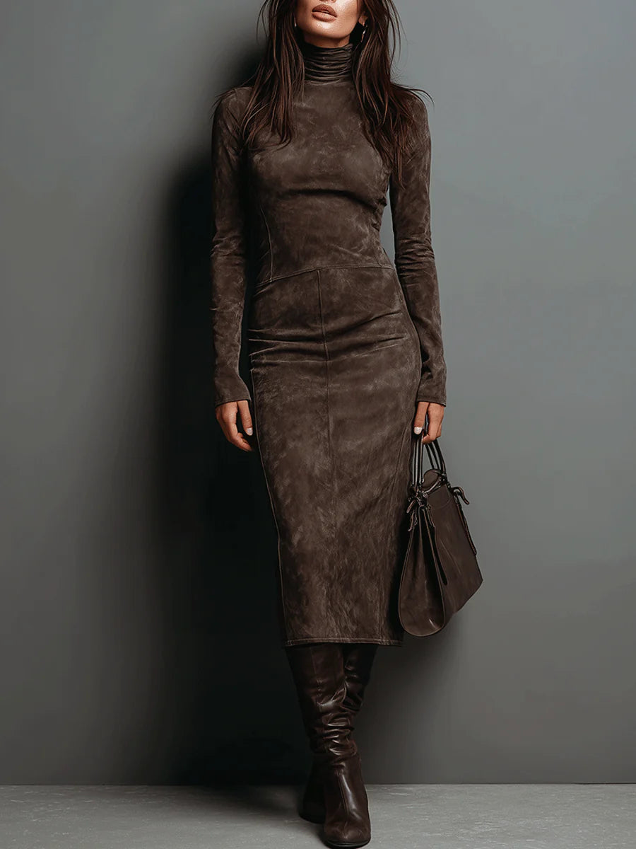 LORÈNE | Robe midi effet daim