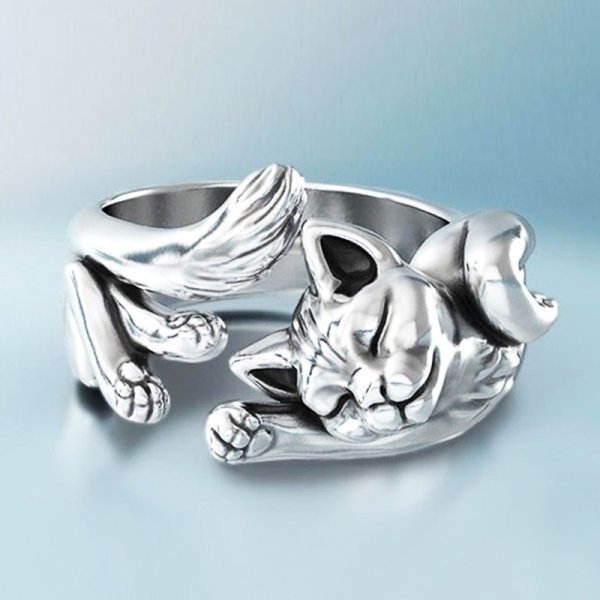 MARIANNE | Bague vintage au motif chat
