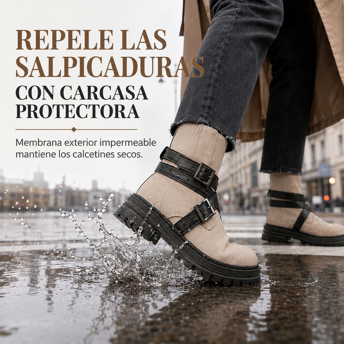 Leire | Botines con Plataforma, Tacón Ancho y Doble Hebilla