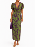 ERNESTINA | Robe longue fleurie verte