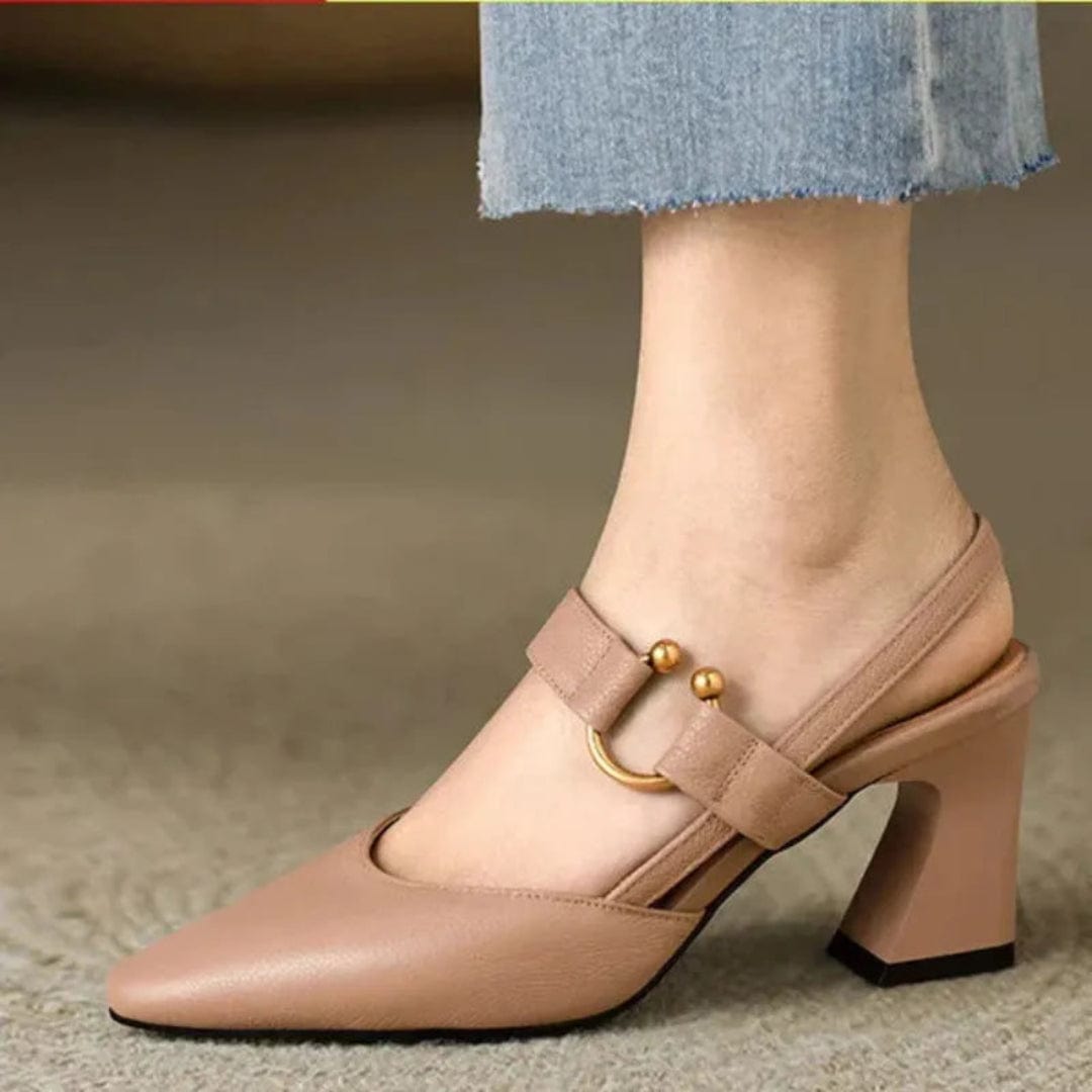 Consuelo | Zapatos Destalonados de Tacón Bajo con Plantilla Acolchada