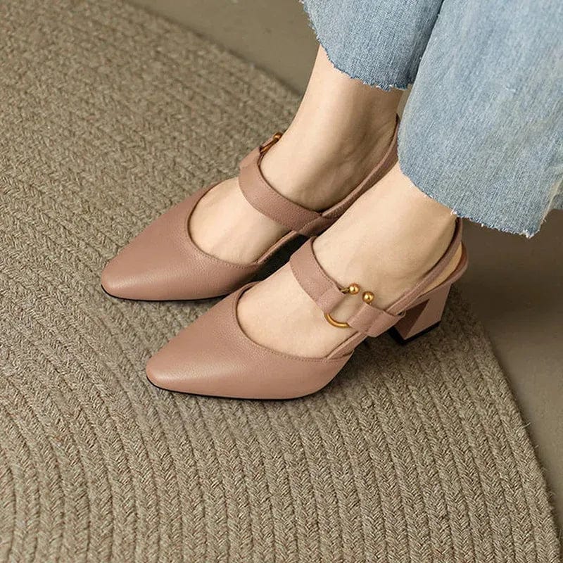 Consuelo | Zapatos Destalonados de Tacón Bajo con Plantilla Acolchada