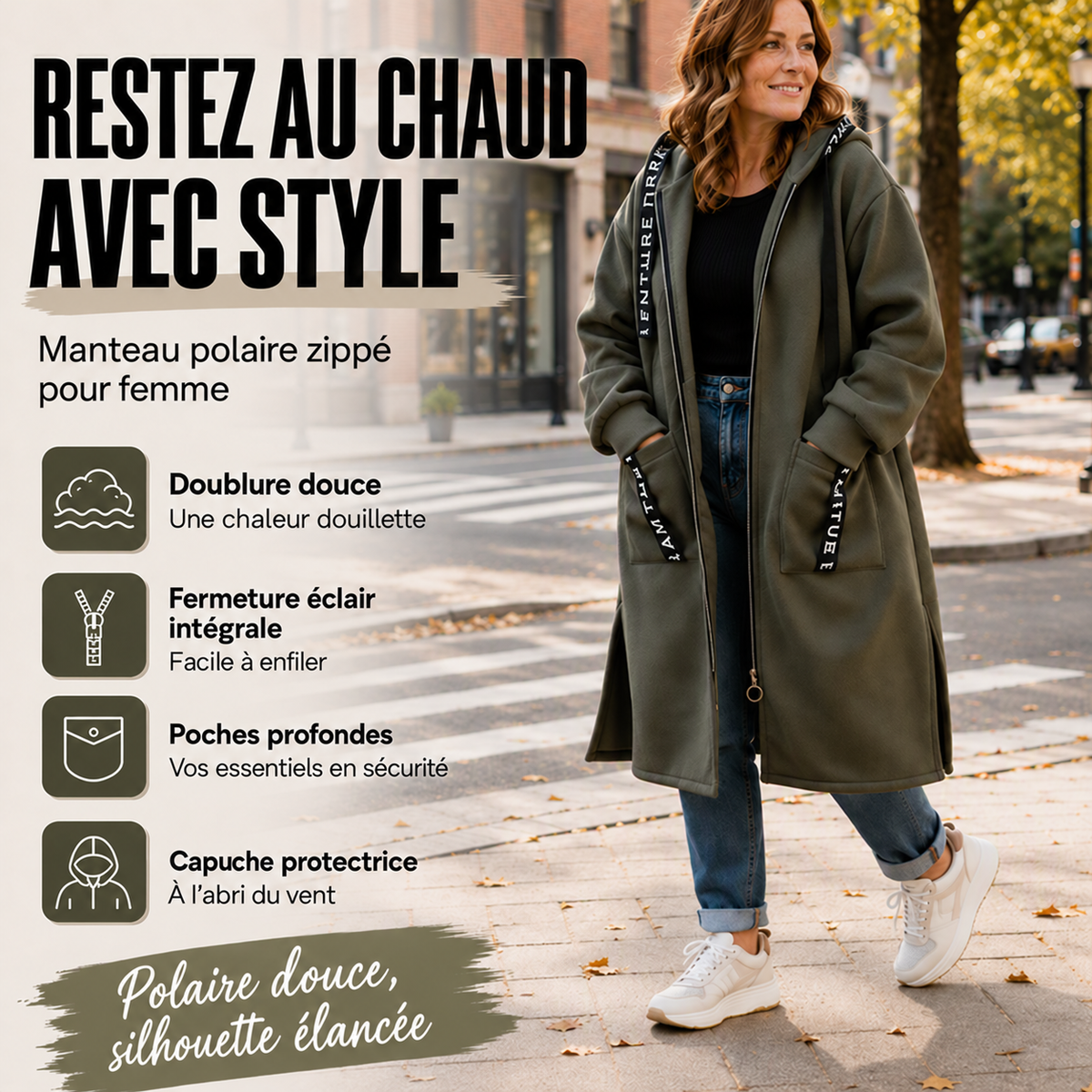 Manteau sweat-shirt oversize à capuche
