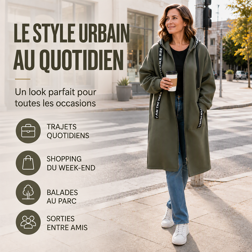 Manteau sweat-shirt oversize à capuche