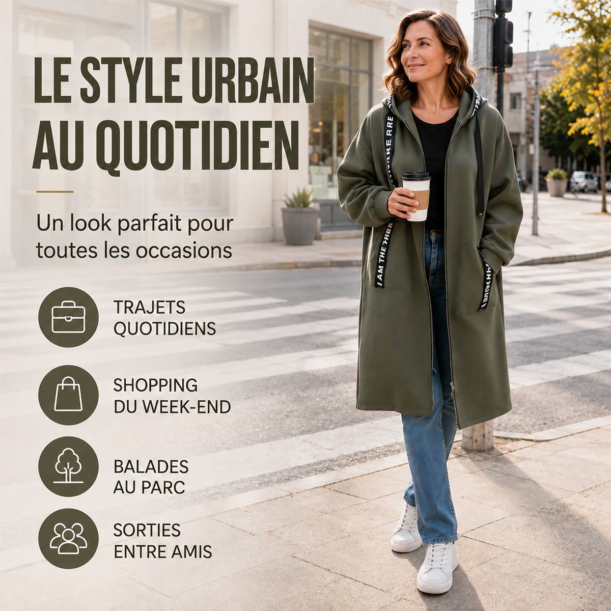 Manteau sweat-shirt oversize à capuche