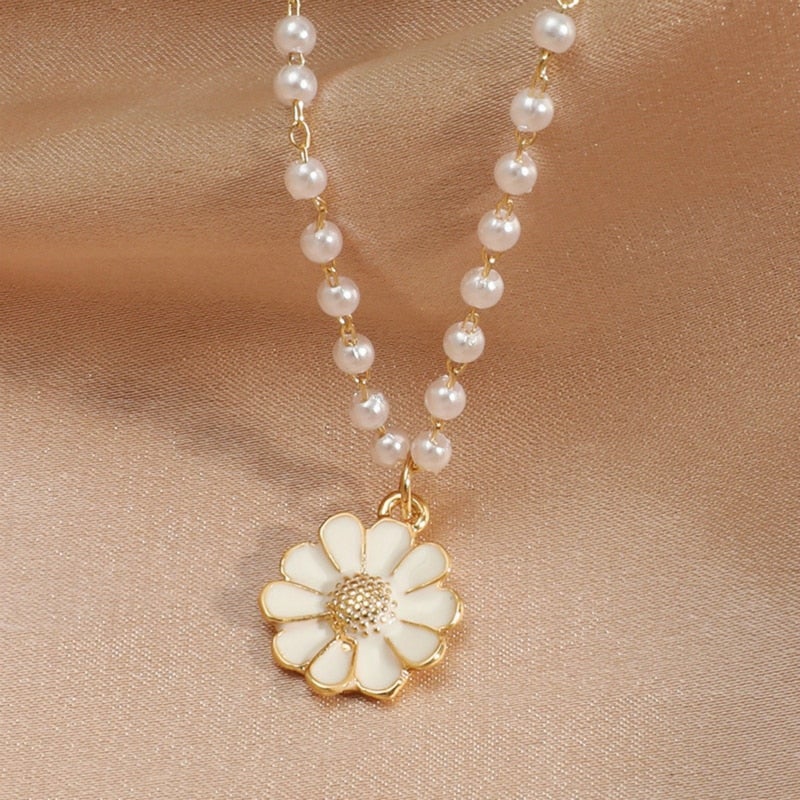 CANDELA | Collier pendentif marguerite à perle