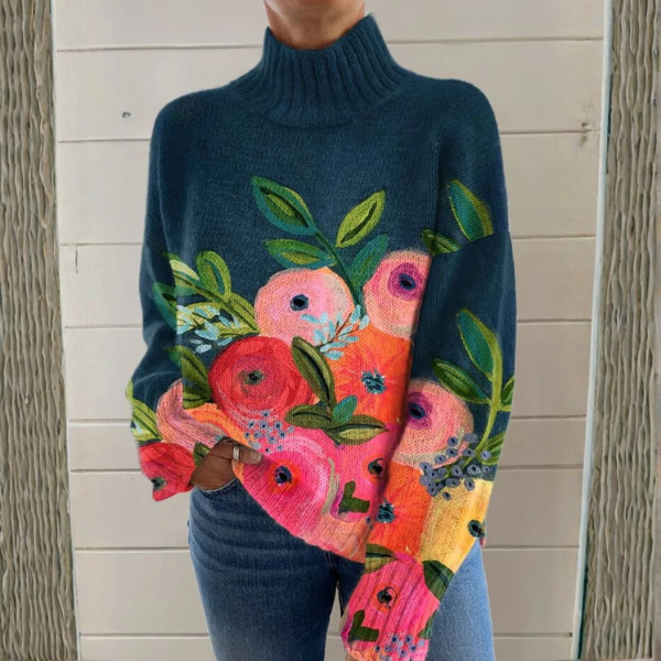 Rosina | Pull à Col Montant Fleuri