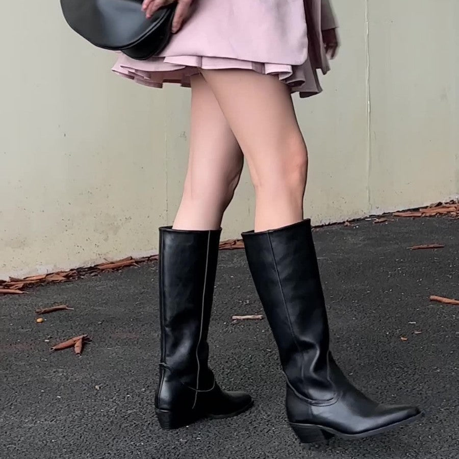 Aura | Botas Altas de Punta Fina con Tacón Medio