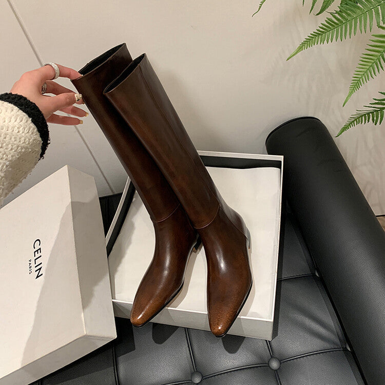 Aura | Botas Altas de Punta Fina con Tacón Medio