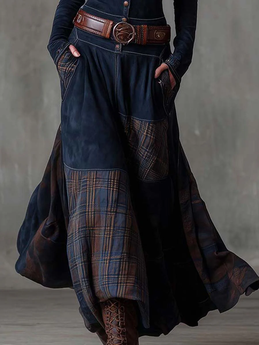 ÉLISE | Robe longue effet daim avec ceinture