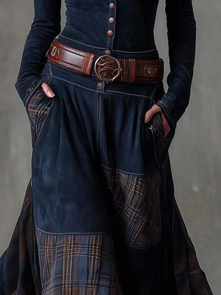 ÉLISE | Robe longue effet daim avec ceinture