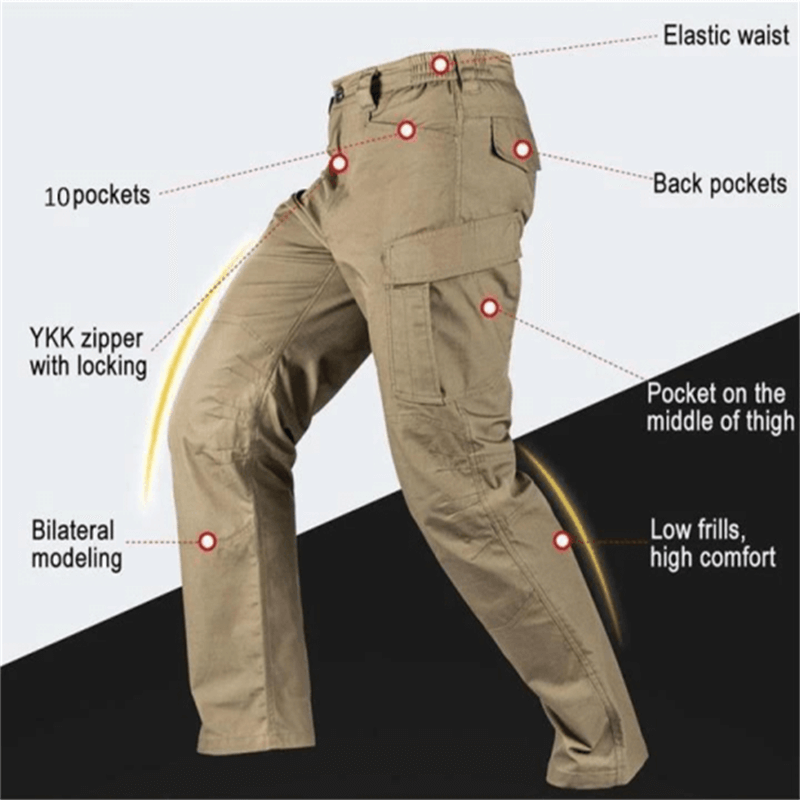 Pantalon Tactique Imperméable pour Homme – 10 Poches, Respirant & Ultra-Résistant