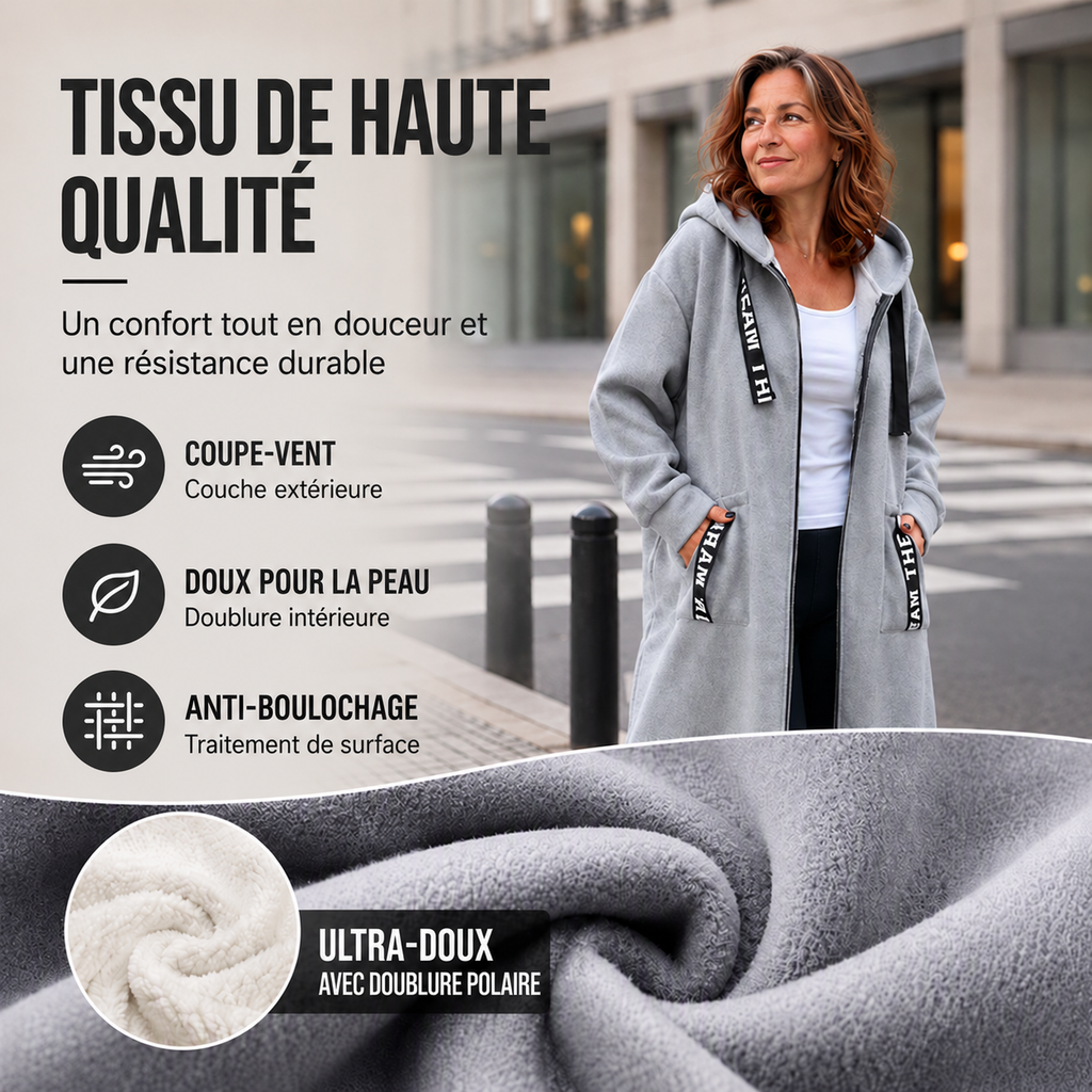 Manteau sweat-shirt oversize à capuche