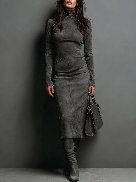LORÈNE | Robe midi effet daim