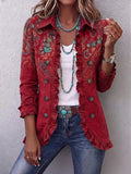 Charlotte | Veste Bohème Paisley Rouge à Volants