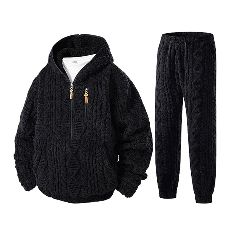 Ensemble à capuche en maille torsadée douce d'hiver pour homme