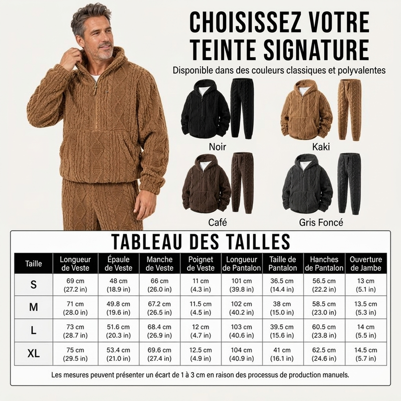 Ensemble à capuche en maille torsadée douce d'hiver pour homme
