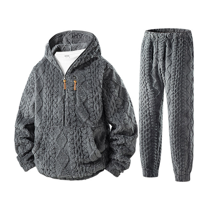 Ensemble à capuche en maille torsadée douce d'hiver pour homme