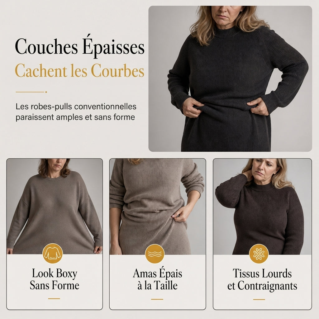 Robe pull mouchetée à manches longues et col rond