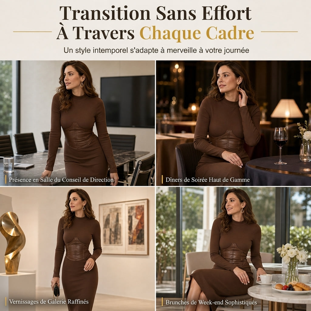 Robe pull mouchetée à manches longues et col rond