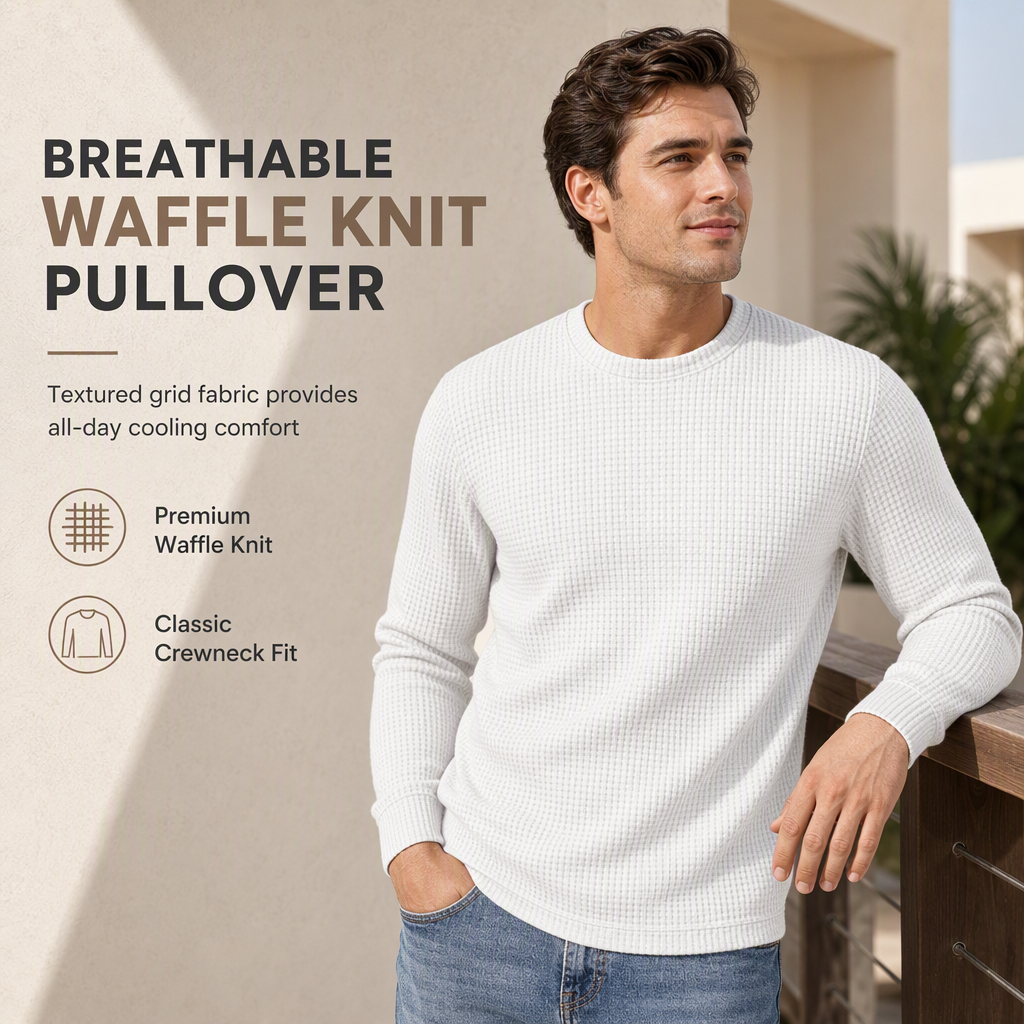 Sweat-shirt décontracté coupe ajustée, col rond et manches longues