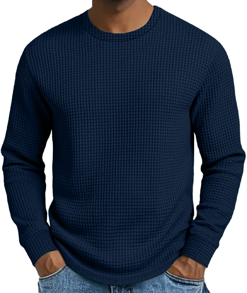 Sweat-shirt décontracté coupe ajustée, col rond et manches longues
