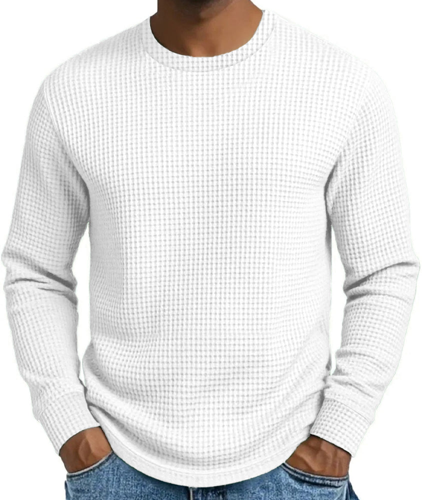 Sweat-shirt décontracté coupe ajustée, col rond et manches longues