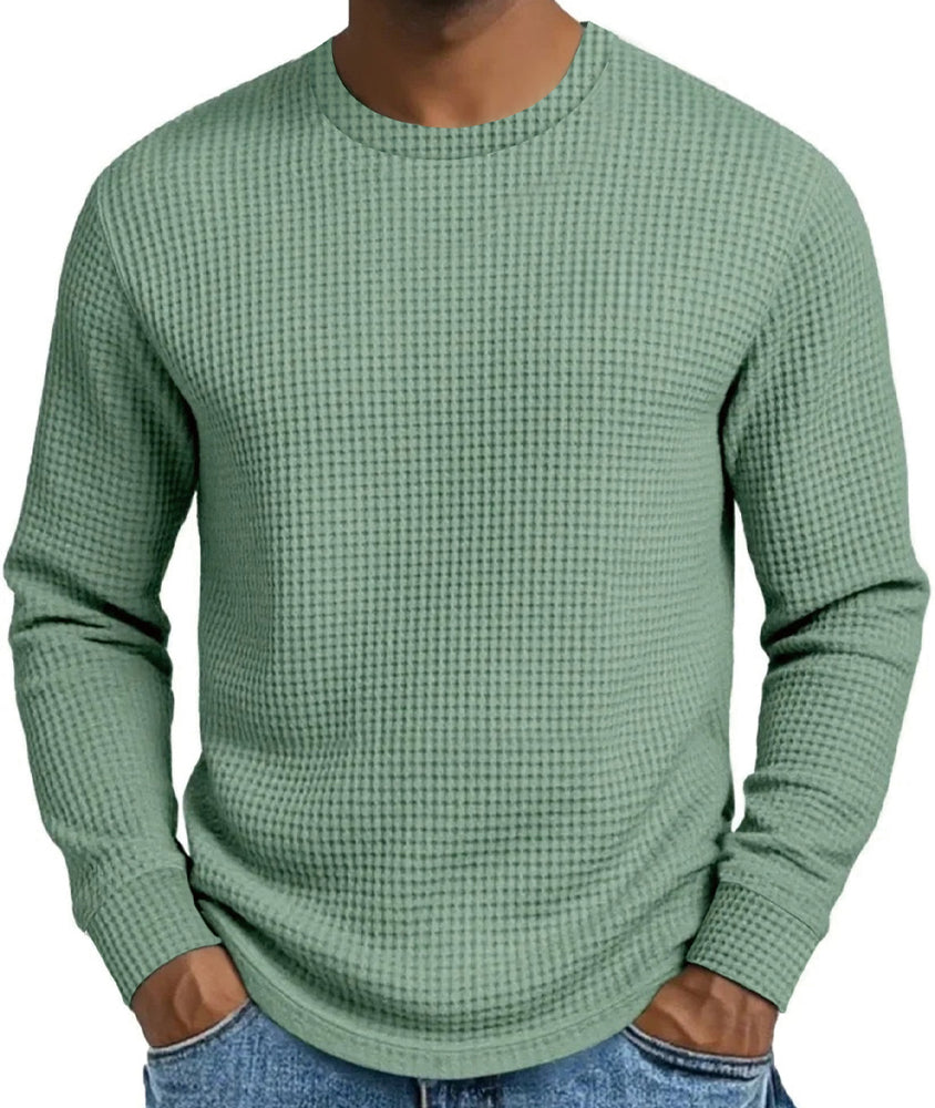 Sweat-shirt décontracté coupe ajustée, col rond et manches longues