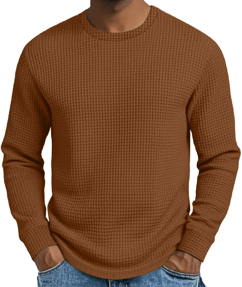 Sweat-shirt décontracté coupe ajustée, col rond et manches longues